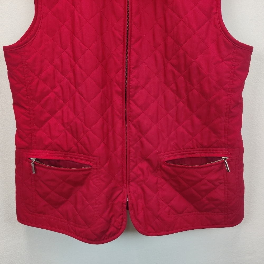 Talbots Red Lightweight Quilted Zip Front Red Vest - Picture 3 of 8